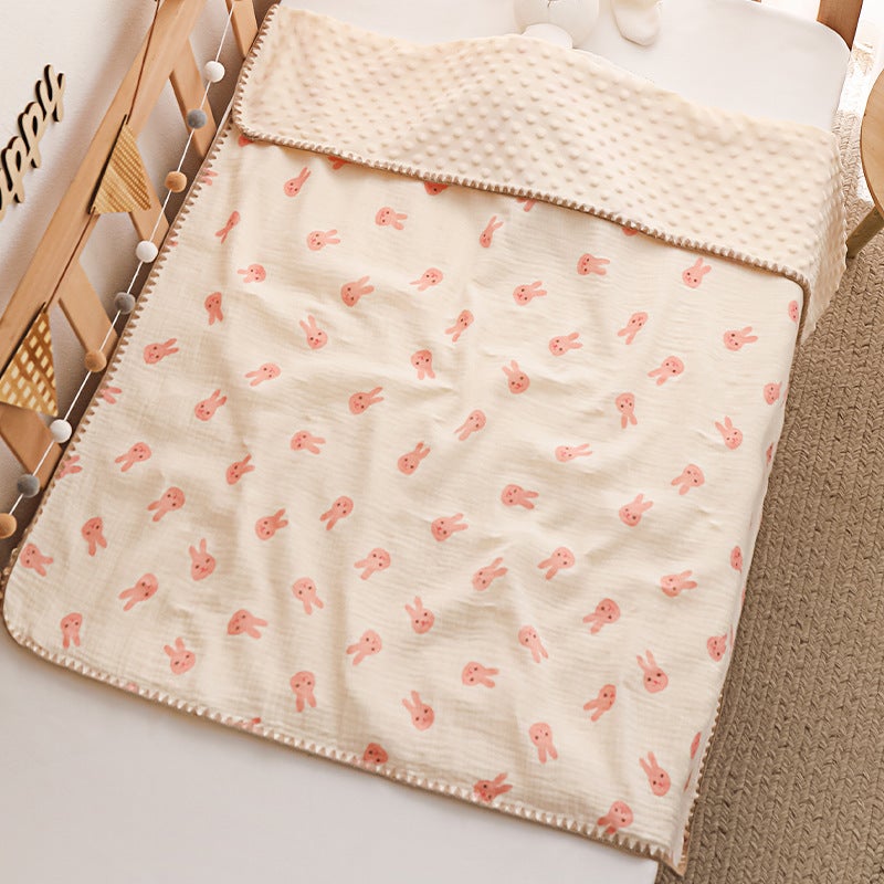Baby Beanie Blanket Four Seasons Gauze Air Conditioning Quilt Children'S Cotton Wrinkle Baby Blanket Cartoon Pure Cotton Comfort Blanket - Image 1